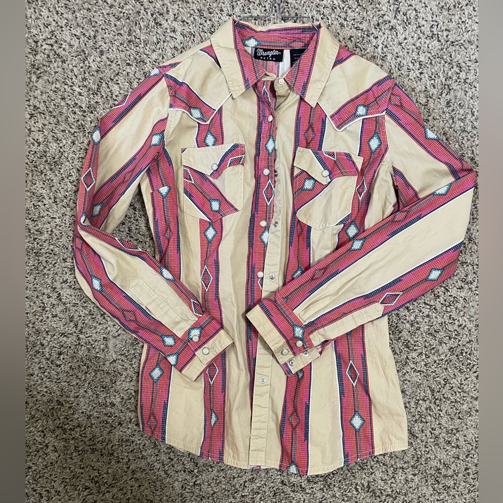 Vintage wrangler retro pearl snap button down
